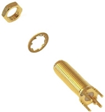 Mueller SMA Threaded Connector Jack, PCB, 50 Ohm, Gold Plated Brass