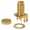 Mueller SMA Threaded Connector Jack, PCB Edge, 50 Ohm, Gold Plated Brass