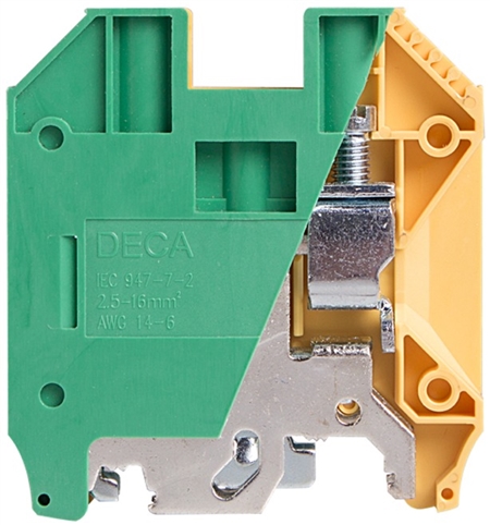 Deca CPE16 Screw Clamp DIN Rail Ground Terminal Block