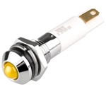 Menics IP 67 LED Indicator, 8mm, Round Head, 110VAC, Yellow