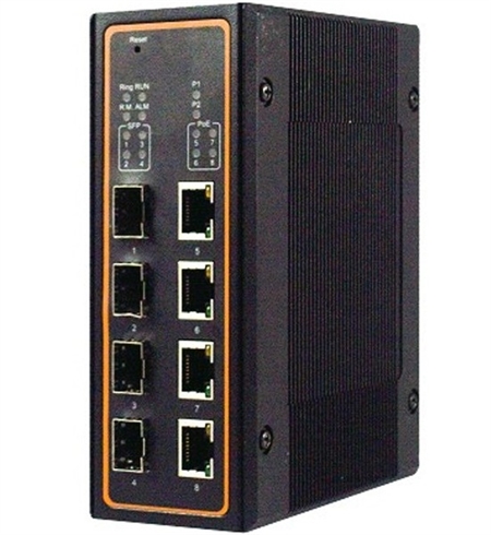 Mencom E45PNMS-8M-4POE-4SFP 8 Port Managed Gigabit Ethernet Switch