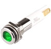 Menics LED Indicator, 8mm, Flat Head, 110VAC, Green