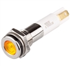 Menics LED Indicator, 8mm, Flat Head, 110VAC, Yellow