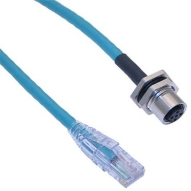 Mencom MDE45-8FR-RJ45-BM-0.3M Ethernet Receptacle Female Straight / RJ45 Plug