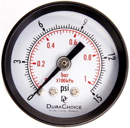 DuraChoice PA158B-015 Dry Utility Pressure Gauge, 1-1/2" Dial