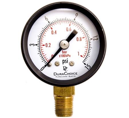 DuraChoice PA158L-015 Dry Utility Pressure Gauge, 1-1/2" Dial