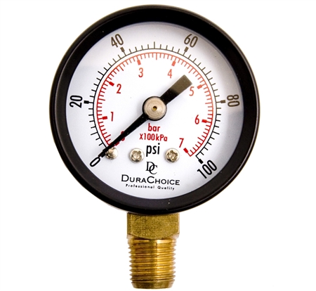 DuraChoice PA158L-100 Dry Utility Pressure Gauge, 1-1/2" Dial