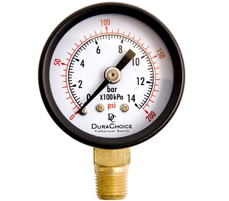 DuraChoice PA158L-200 Dry Utility Pressure Gauge, 1-1/2" Dial