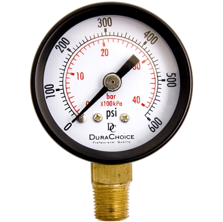 DuraChoice PA158L-600 Dry Utility Pressure Gauge, 1-1/2" Dial