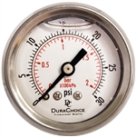 DuraChoice PB158B-030 Oil Filled Pressure Gauge, 1-1/2" Dial