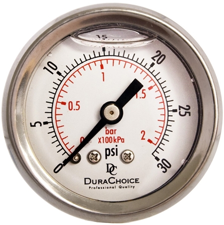 DuraChoice PB158B-030 Oil Filled Pressure Gauge, 1-1/2" Dial