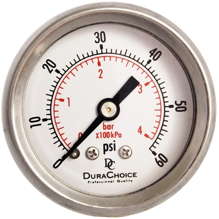 DuraChoice PB158B-060 Oil Filled Pressure Gauge, 1-1/2" Dial