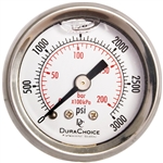 DuraChoice PB158B-K03 Oil Filled Pressure Gauge, 1-1/2" Dial
