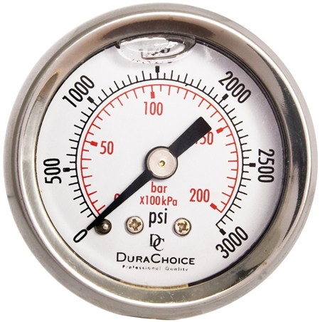 DuraChoice PB158B-K03 Oil Filled Pressure Gauge, 1-1/2" Dial