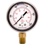 DuraChoice PB204L-K01 Oil Filled Pressure Gauge, 2" Dial