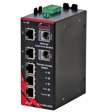 Sixnet 5 Port Industrial Ethernet Switch/Modem - SLX-5MS-MDM-1