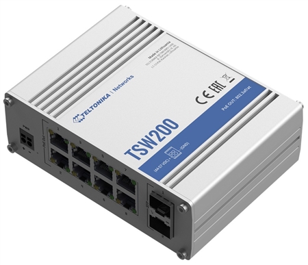 Teltonika 10 Port Industrial PoE Ethernet Switch