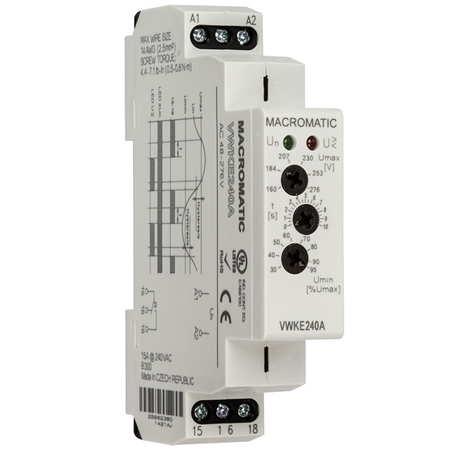 Macromatic VWKE120A Voltage Band Relay, DIN Rail Mount