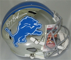 BARRY SANDERS SIGNED FULL SIZE LIONS CHROME REPLICA SPEED HELMET