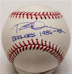 ROB DEER SIGNED OFFICIAL MLB BASEBALL W/ BREWERS 1986-90