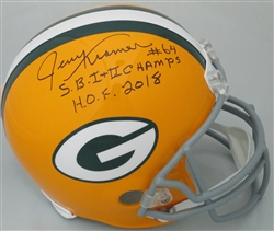 JERRY KRAMER SIGNED FULL SIZE THROWBACK PACKERS HELMET W/ 2 SCRIPTS - JSA