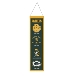 GREEN BAY PACKERS 8X32 WOOL HERITAGE BANNER