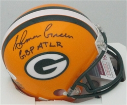 AHMAN GREEN SIGNED RIDDELL PACKERS MINI HELMET W/ "GBP ATLR" - JSA