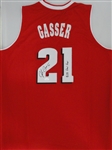 JOSH GASSER SIGNED CUSTOM REPLICA WI BADGERS RED JERSEY W/ SCRIPT - JSA