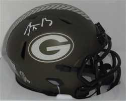 AARON RODGERS SIGNED SALUTE TO SERVICE PACKERS MINI HELMET - FAN