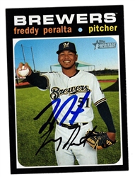 FREDDY PERALTA SIGNED 2020 TOPPS HERITAGE BREWERS CARD #392