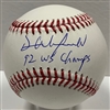 DAVE WINFIELD SIGNED OFFICIAL MLB BASEBALL W/ "'92 WS CHAMPS" - BLUE JAYS - JSA