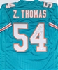 ZACH THOMAS SIGNED CUSTOM REPLICA DOLPHINS JERSEY - BAS