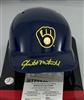 GARRETT MITCHELL SIGNED RAWLINGS BREWERS BLUE MINI HELMET - JSA