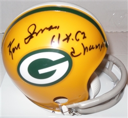 KEN IMAN (d) SIGNED PACKERS 2-BAR MINI HELMET W/ 61 62 CHAMPS