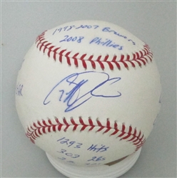 GEOFF JENKINS SIGNED MLB BASEBALL W/ CAREER STATS