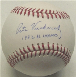PETE VUCKOVICH SIGNED MLB BASEBALL W/ 1982 AL CHAMPS