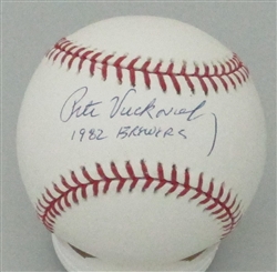 PETE VUCKOVICH SIGNED MLB BASEBALL W/ 1982 BREWERS - JSA