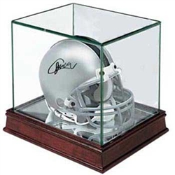 CHERRY WOOD GLASS MINI HELMET DISPLAY CASE