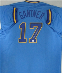 JIM GANTNER SIGNED CUSTOM REPLICA BREWERS BLUE JERSEY - JSA