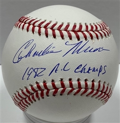 CHARLIE MOORE SIGNED OFFICIAL MLB BASEBALL W/ 1982 AL CHAMPS - BREWERS - JSA