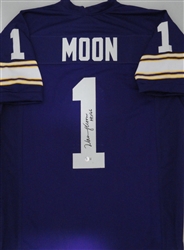 WARREN MOON SIGNED CUSTOM VIKINGS JERSEY W/ HOF - BAS