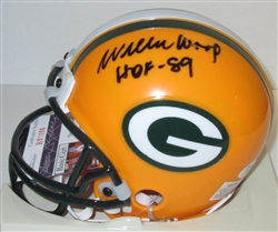 WILLIE WOOD SIGNED PACKERS MINI HELMET #2 W/ HOF '89 - JSA