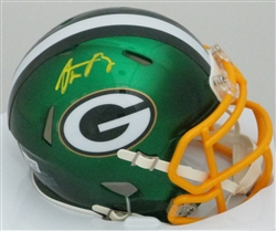 AARON RODGERS SIGNED PACKERS FLASH MINI HELMET - FAN