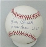 LOU KLIMCHOCK SIGNED OFFICIAL MLB  BASEBALL W/ BRAVES 62-65