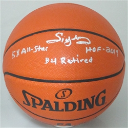 SIDNEY MONCRIEF SIGNED REPLICA SPALDING BASKETBALL W/ STATS - BUCKS - JSA