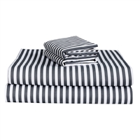 Bergan Blue White Striped 100% Cotton Sheet Set with Pillowcase