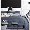 Gauggin Navy Blue Striped 100% Cotton Reversible  Comforter Set