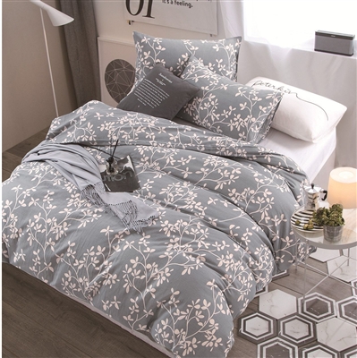 Lana Gray Floral 100% Cotton  Comforter Set