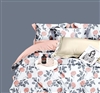 Monet Rose Pink Gray  100% Cotton Reversible Duvet Cover Set