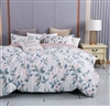 Tess Red/Gray Floral 100% Cotton Reversible Comforter Set